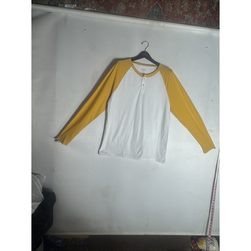 Arizona Jean Company White Body Yellow Raglan Long Sleeve Henley